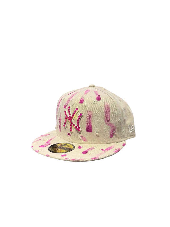 New era CAP NY custom CREAM DESTROYED FUX