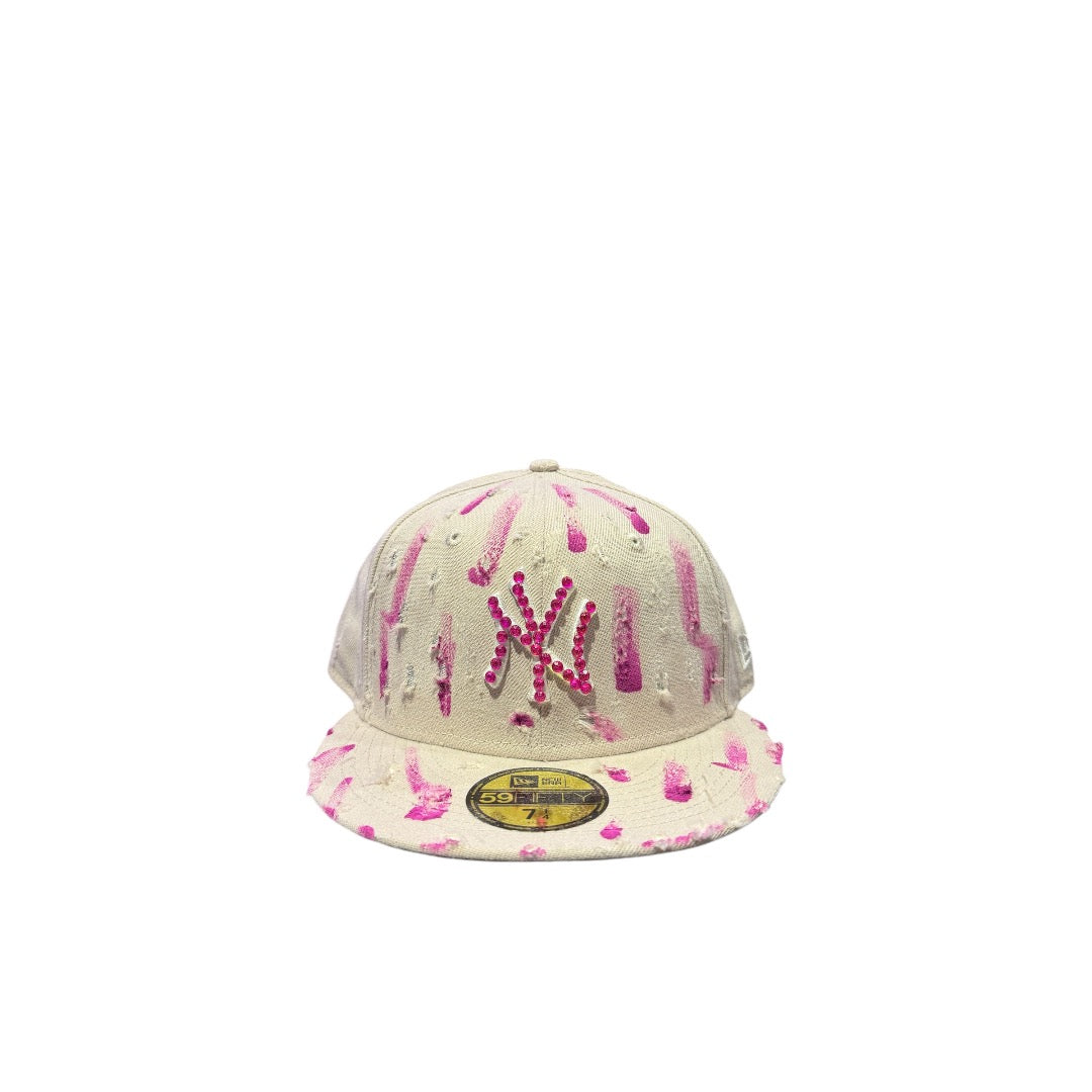 New era CAP NY custom CREAM DESTROYED FUX