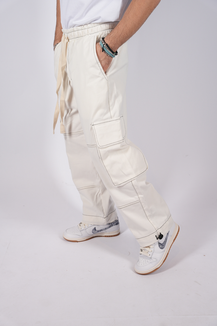 CARGO WHITE ELASTICIZZATO CON TASCONI