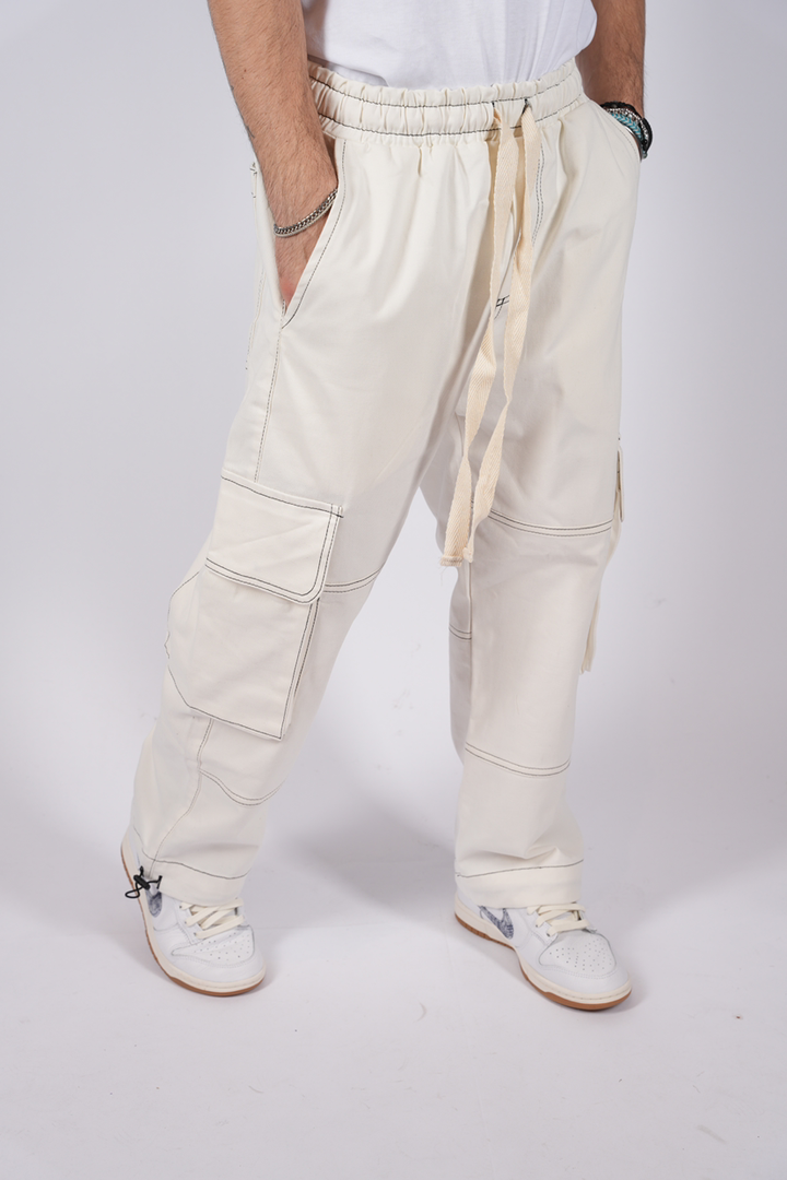 CARGO WHITE ELASTICIZZATO CON TASCONI